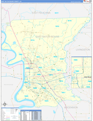East Baton Rouge County Wall Map Basic Style 2024